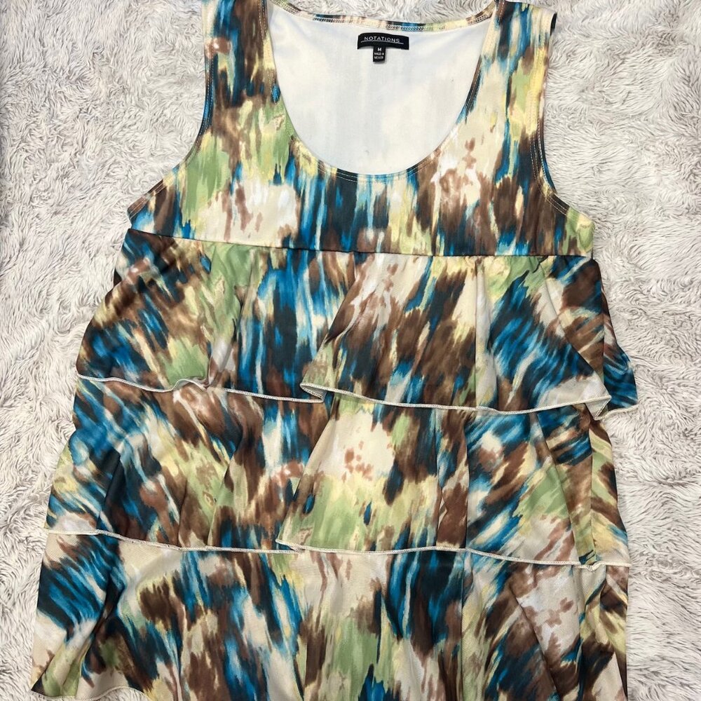 Notations Tank Top Blouse with layered ruffle design, size M